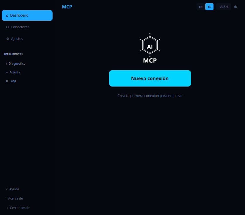 Dashboard de MCPGo con el botón «Nueva conexión» destacado.